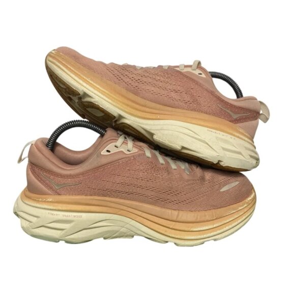 Hoka One One Bondi 8 Pink Orange Womens Athletic Running Shoes Size 9 B - Picture 3 of 9